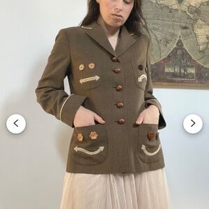 MOSCHINO Cheap & Chic wool blazer olive green with Nuts About You design